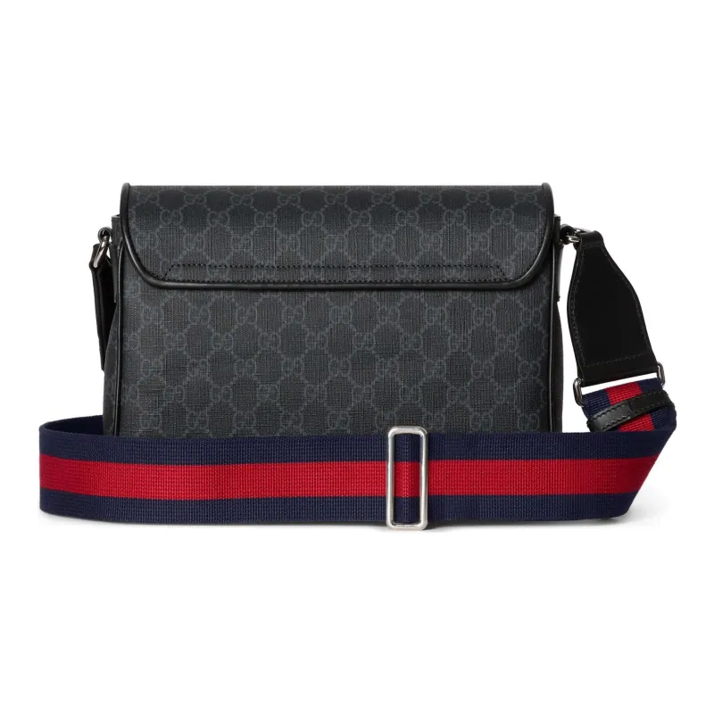 GUCCI Canvas With Leather Binding Shoulder Bag, Crossbody Bag Men's Gray-3