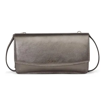 TUMI Leather Wallet Crossbody Bag Women's Tin Alloy Metal