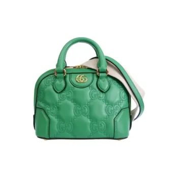 GUCCI GG Matelassé Leather Controller Boston Bag Shoulder Bag, Handbag Small Size Women's Green