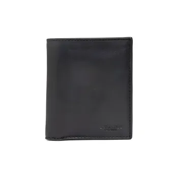 COACH Slim Wallet Leather Card Holder Wallet Small Size Men's Black