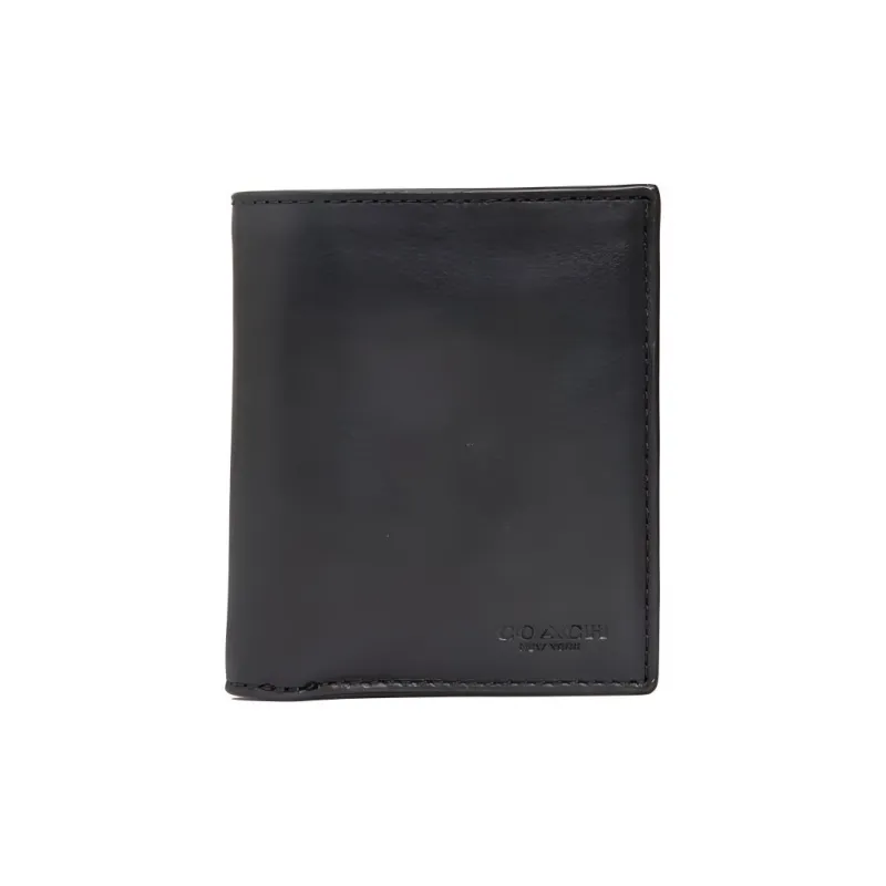 COACH Slim Wallet Leather Card Holder Wallet Small Size Men's Black-0