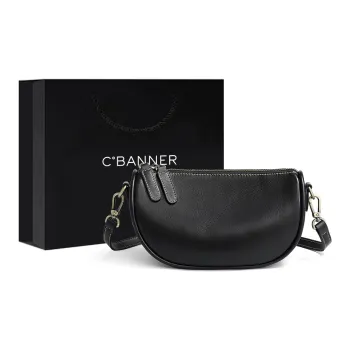 C°BANNER Cow Leather With Synthetic Leather Pillow Bag, Shoulder Bag Regular Women's Black