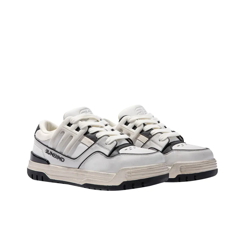 SANBAI STUDIO Anti-Slip Wear-Resistant Low-Top Skateboard Shoes Unisex Black White Distressed-1
