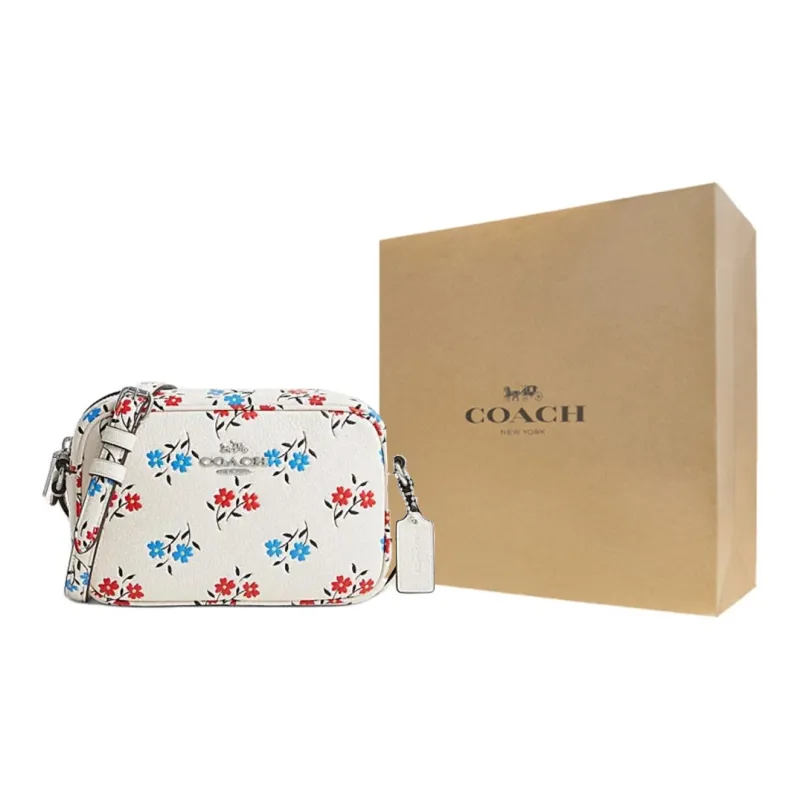 COACH Jamie Canvas With Leather Camera Bag Shoulder Bag Crossbody Bag Small Size Women's White Lime Multicolor-4