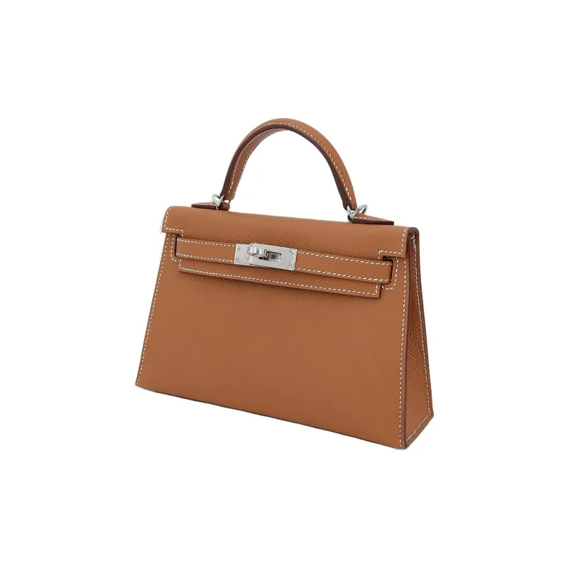 HERMES Mini Kelly 2nd Generation Epsom Leather Kelly Bag Handbags Mini Women's Gold Brown-1