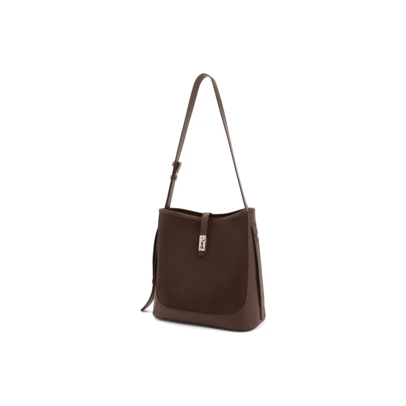 BELLE Premium Texture Shoulder Bag Medium Size Women's Solid Color Plain-11