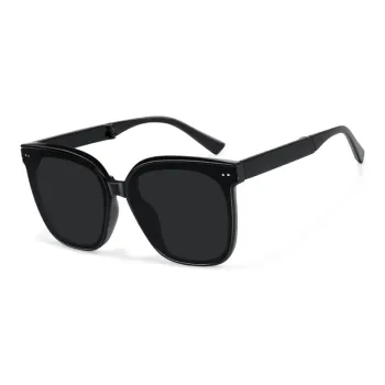 MK MINGKU TR/Memory Plastic Square Sunglasses Unisex Black, Tea Brown, Jasper