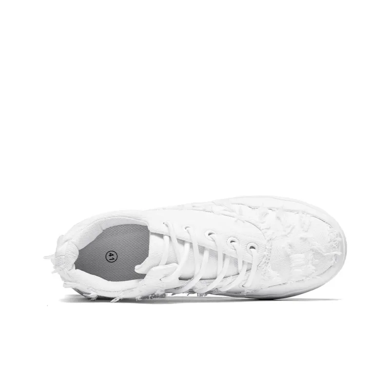 YIVELOVE Anti Slip Wear Resistant Breathable Lightweight Low Top Canvas Shoes Unisex White-5