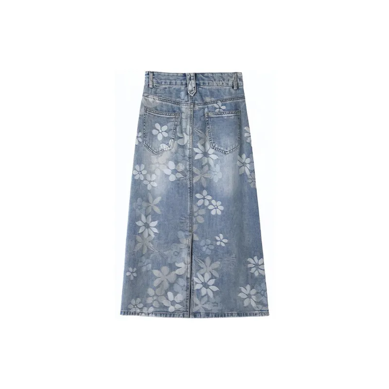 HIPPIEMISS Denim Long Skirts Women's Blue-1