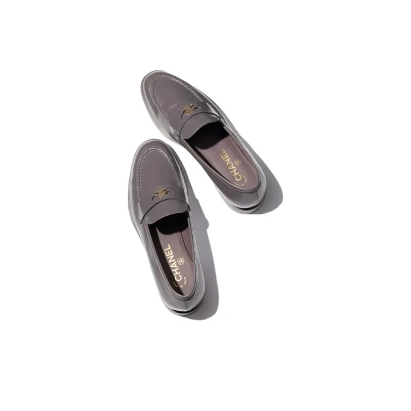 CHANEL Loafers 2cm Women's Gray-3