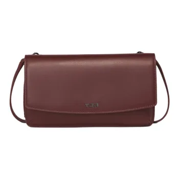 TUMI Leather Wallet Crossbody Bag Women's Crimson Pearl Color