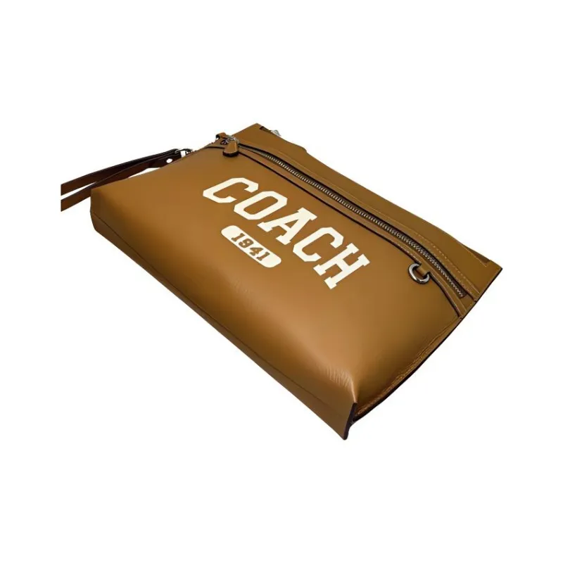 COACH Cow Leather Clutch Men's Light Brown-3