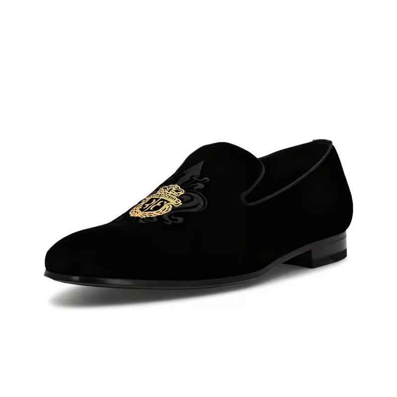 Billionaire Crest-motif Velvet Loafers-2