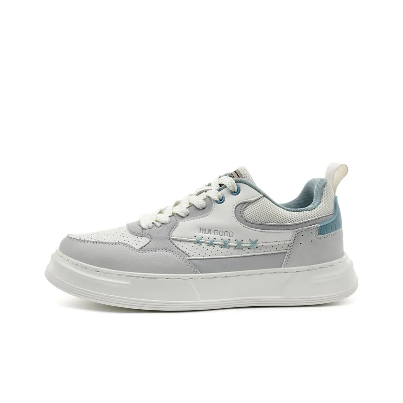 HLA Casual Versatile Lightweight Skateboard Shoes Perforated Breathable Comfortable Sports White Sneakers Men's-0