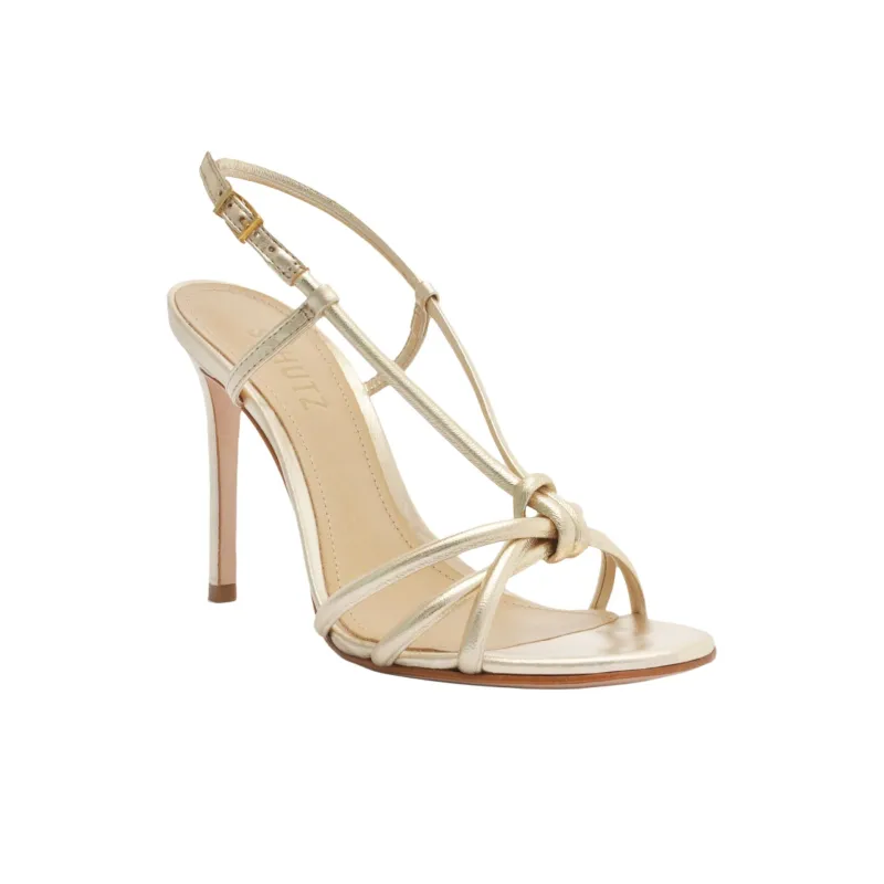 Schutz Kelsie Strap Sandals 10.5cm Women's Gold-2