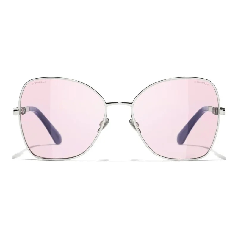 CHANEL Metal Butterfly Sunglasses Unisex Silver-1