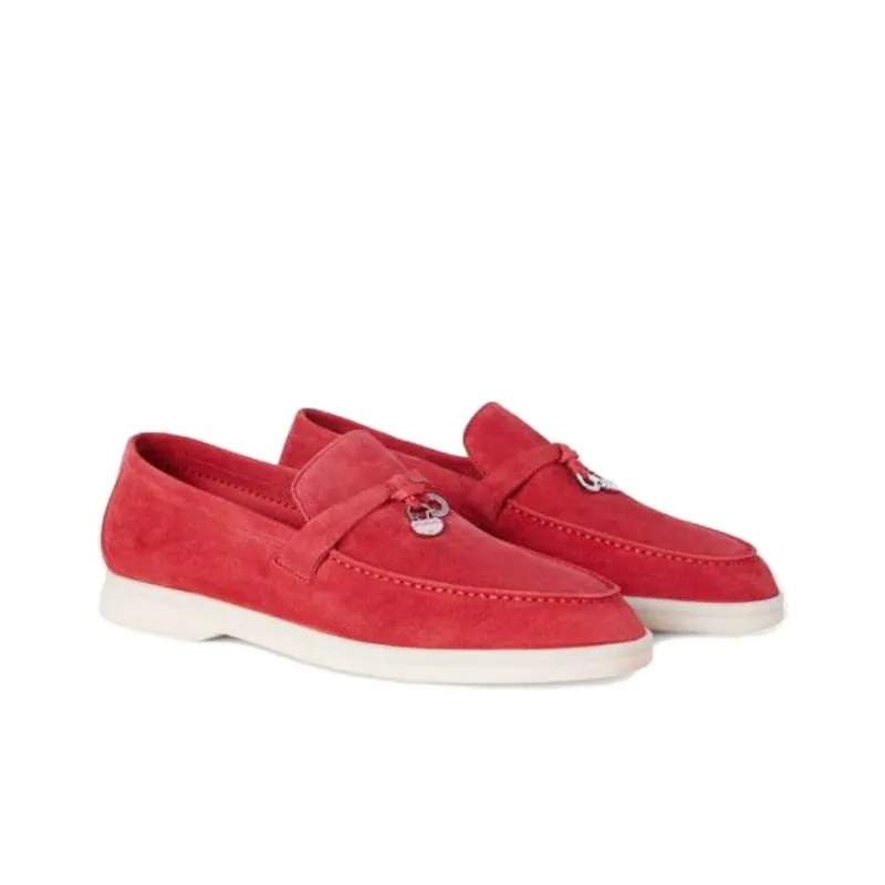 Loro Piana Summer Charms Walk Loafers Women's Red-2