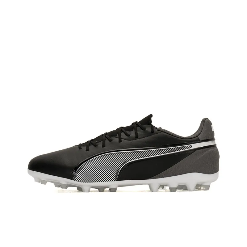 PUMA King Cushioning Anti Slip And Wear Resistant Soccer Shoes Men's Black Gray White-0