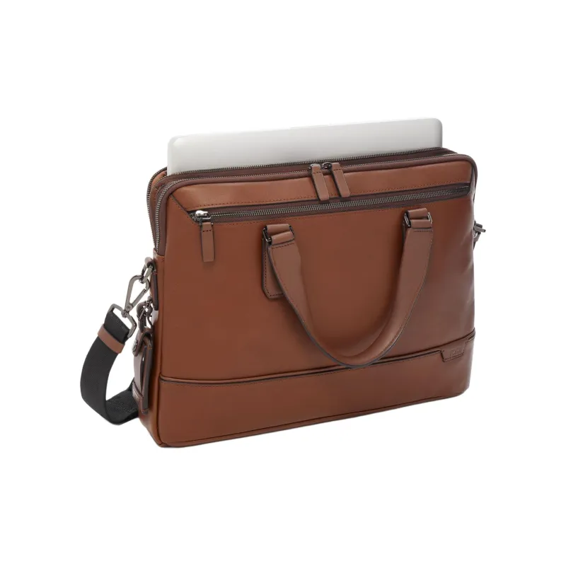 TUMI Leather Laptop Bag Men's Conyac Brandy Color-1