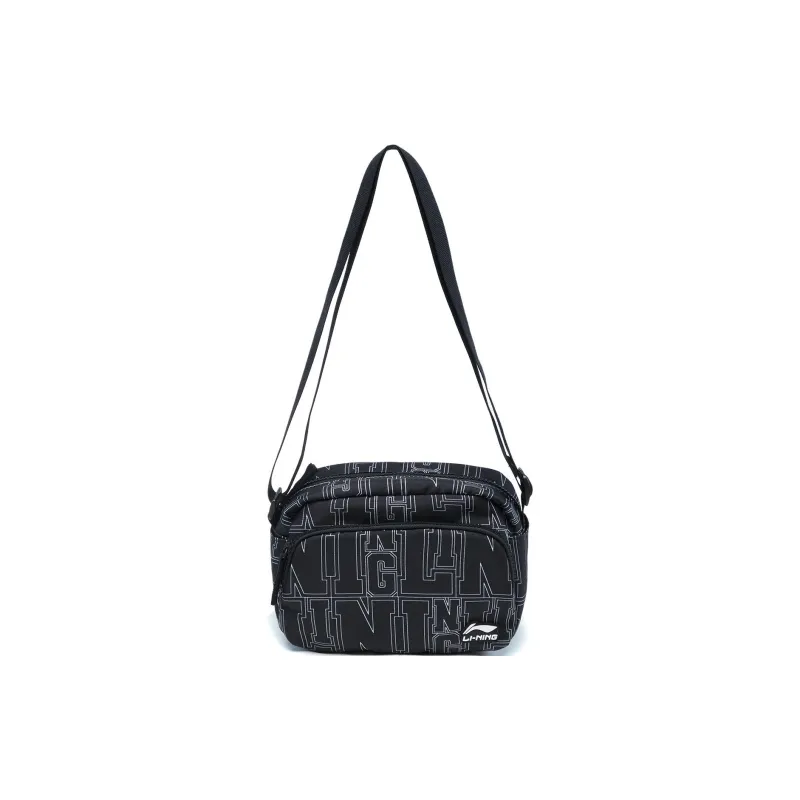 LiNing Polyester Shoulder Bag, Crossbody Bag Unisex Black All Over Print-5
