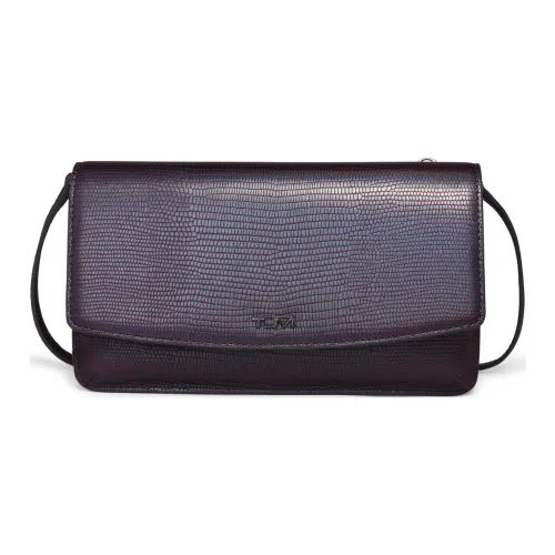 TUMI Leather Wallet Handheld Crossbody Bag Women's Textured Holographic Color