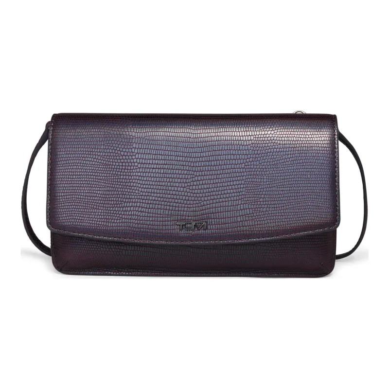 TUMI Leather Wallet Handheld Crossbody Bag Women's Textured Holographic Color-0