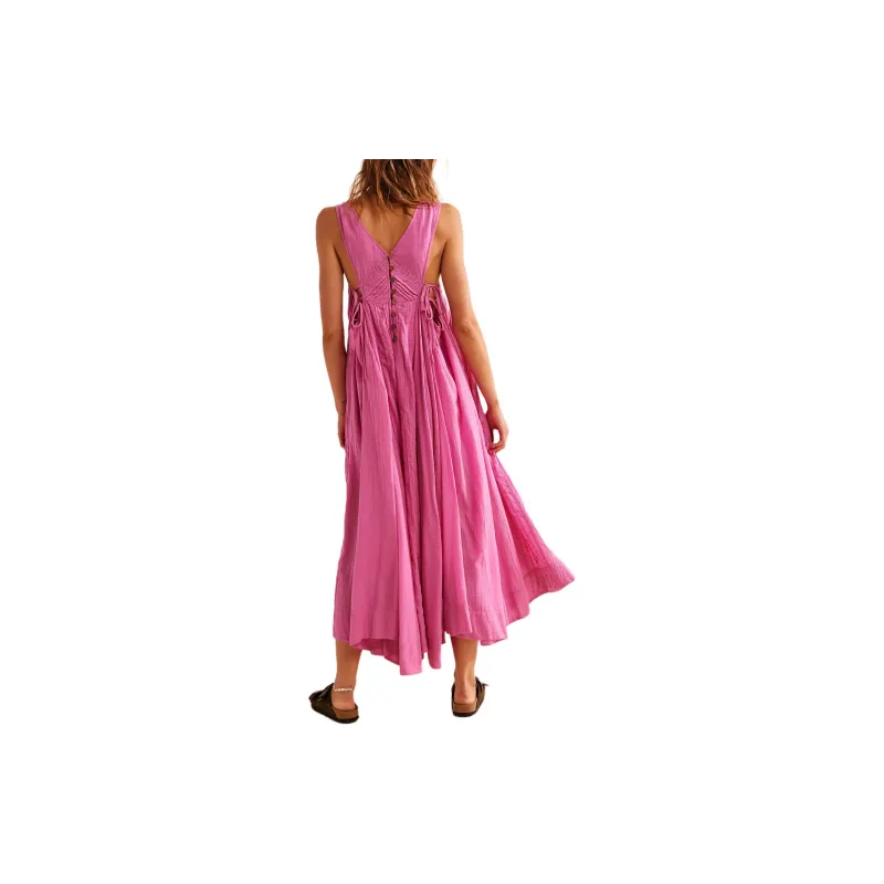 FREE PEOPLE Coastal Core Maxi Sleeveless Dress Women's Island Flower/Multicolor-1