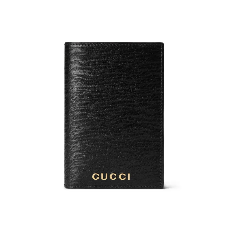 GUCCI Leather Passport Holder Unisex Black-0