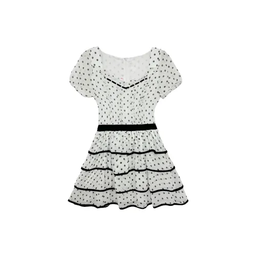 Icicofficial Short-Sleeved Dresses Women's Polka Dot Dresses