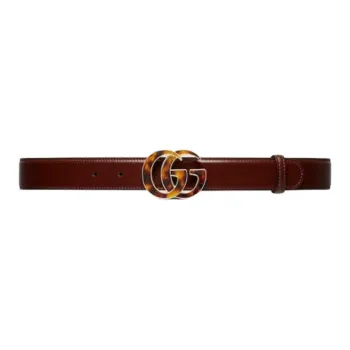 GUCCI Logo Design, Pin Buckle Leather Belts Women's Brown 3cm