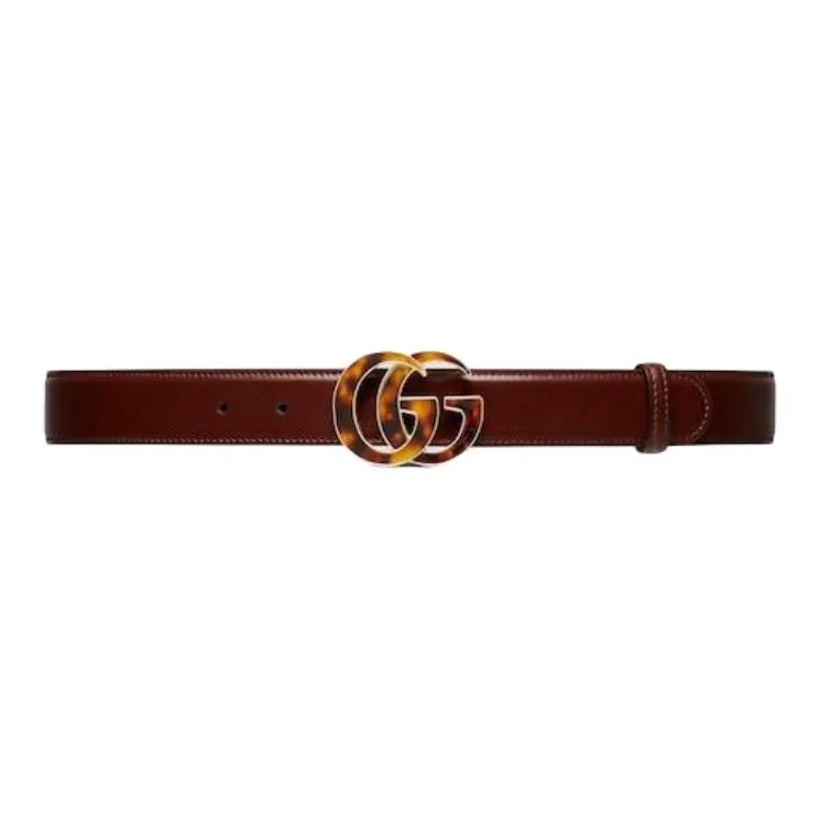 GUCCI Logo Design, Pin Buckle Leather Belts Women's Brown 3cm-0