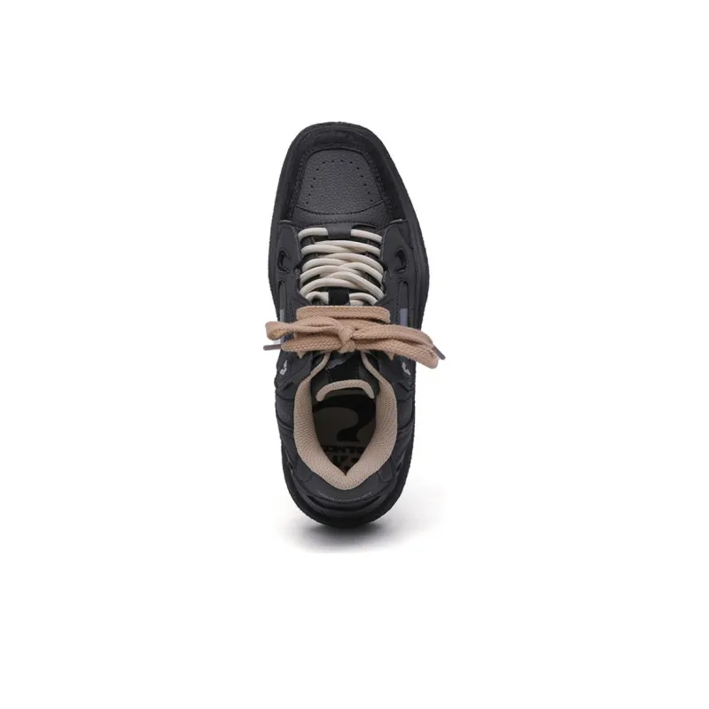 VAILMOON Wear-Resistant Low-Top Skateboard Shoes Unisex Black-2