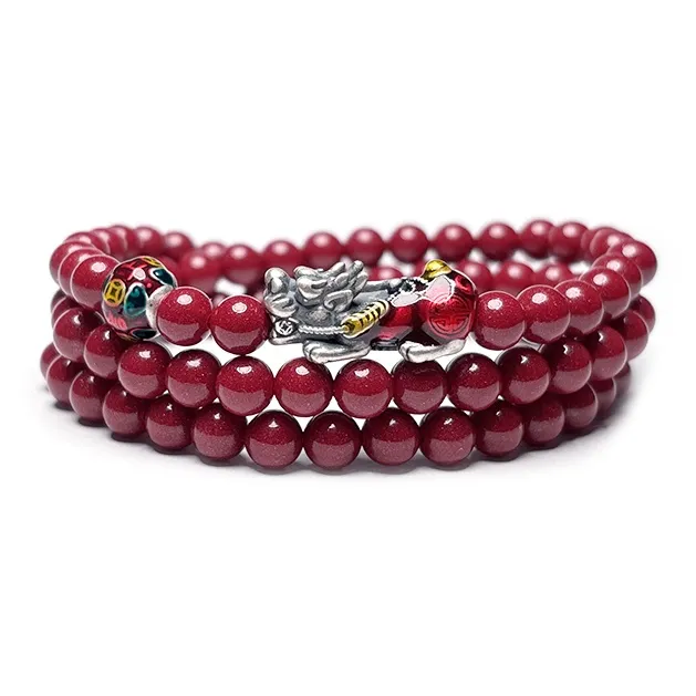 MOUNTAINS AND MANS Cinnabar Auspicious Beaded Bracelet Unisex-0