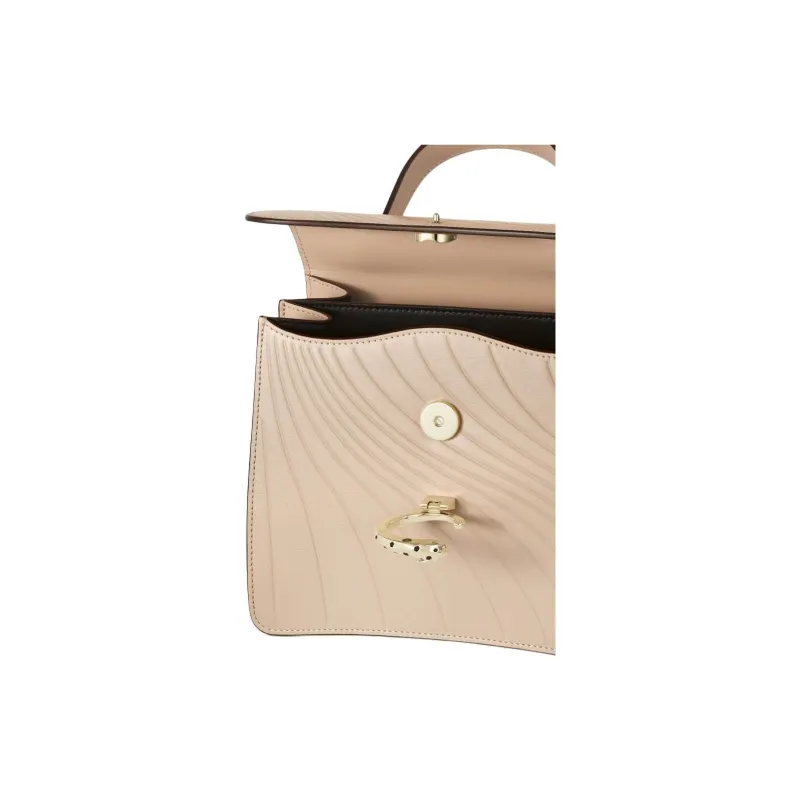 CARTIER Panthère De Cartier Calfskin Shoulder Bag Crossbody Bag Handbag Small Size Women's Beige-3