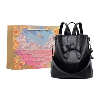 BRINCH PU Backpack Large Size Women's Black/Brown