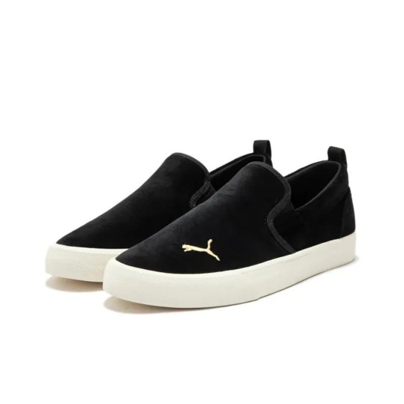 PUMA Bari Anti Slip Wear Resistant Low Top Skateboard Shoes Women's Black Gold-2