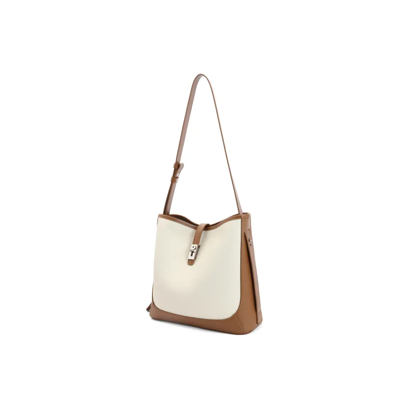 BELLE Premium Texture Shoulder Bag Medium Size Women's Solid Color Plain-6