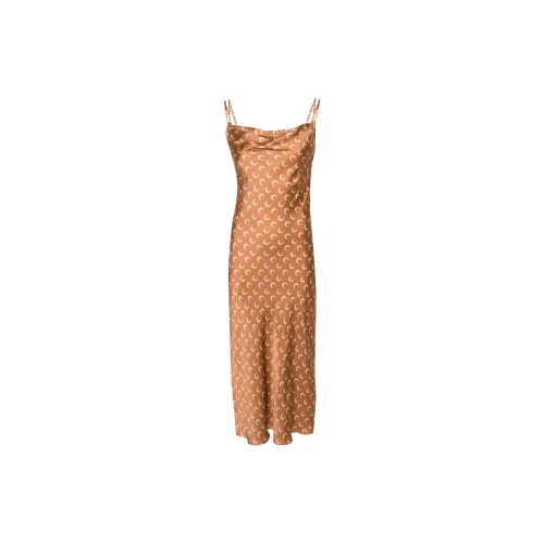 Marine Serre Slip Dresses Women's Camel Beige