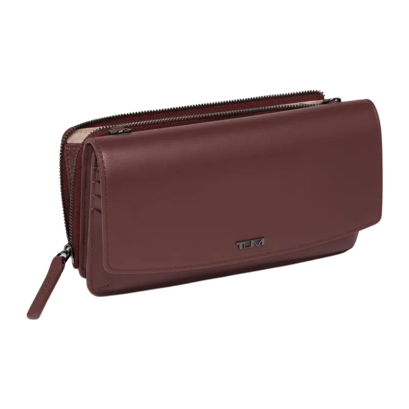 TUMI Leather Wallet Crossbody Bag Women's Crimson Pearl Color-1