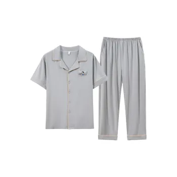 Flowers In Water Pajama Set Men's Light Gray
