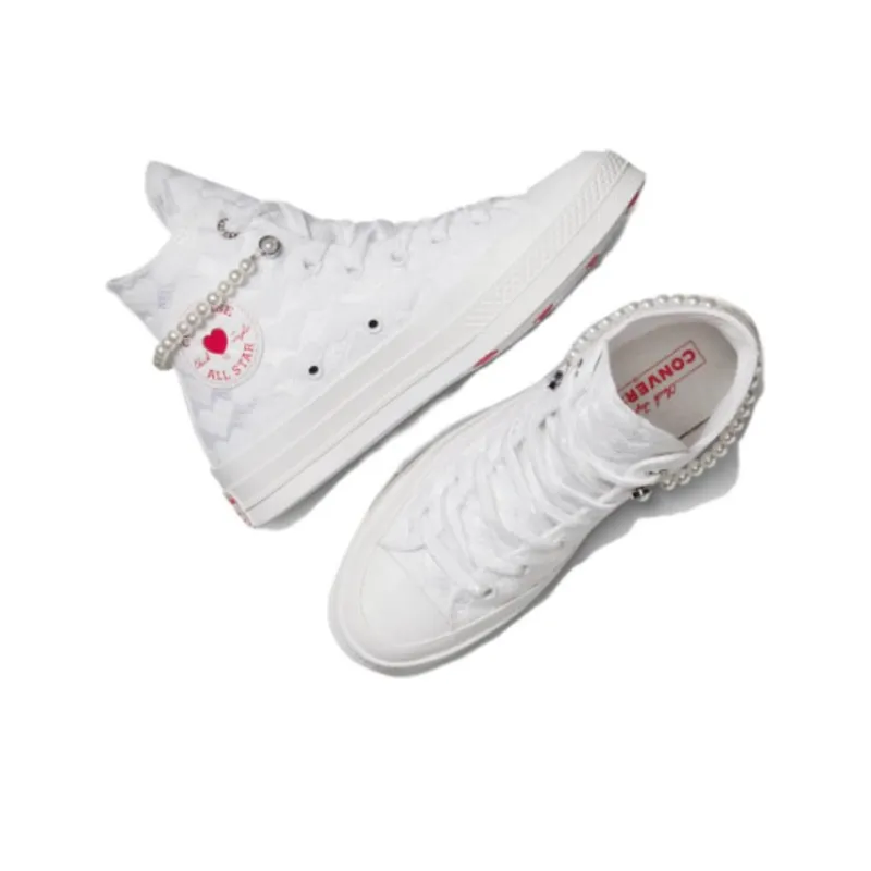 Converse Chuck 70 Anti Slip And Wear Resistant Lightweight High Top Skateboard Shoes Women's White-4