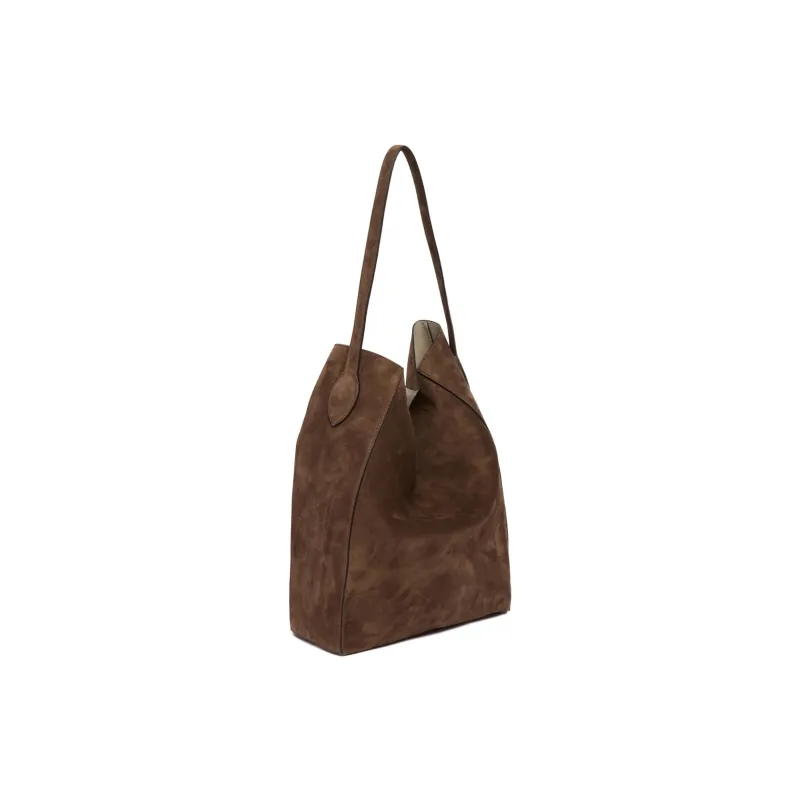 KHAITE Suede Leather One Shoulder Handbags Women's Brown-1