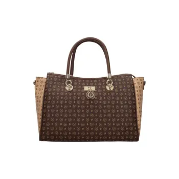 Pollini Faux Leather Tote Bag, Shopping Bag, Shoulder Bag, Crossbody Bag, Handbag Women's Brown