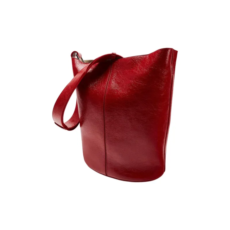 ZARA Cow Leather Handbag Shoulder Bag Women's Red-2