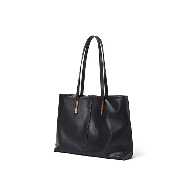 KAISER Cow Leather Shoulder Bag Women's Caramel/Roasted Brown/Ebony Black-4