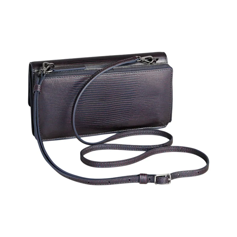 TUMI Leather Wallet Handheld Crossbody Bag Women's Textured Holographic Color-2