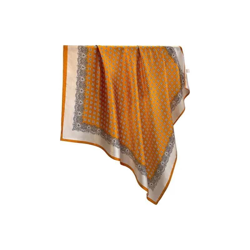 Hang Silk Road Mulberry Silk Silk Scarves Women's Blue-1