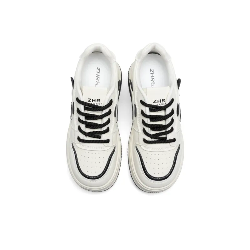 ZHR Small White Shoes Durable Breathable Low Top Skateboard Shoes Women's-2