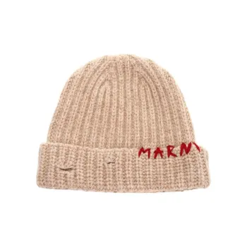 MARNI Logo-embroidered Ribbed-knit Beanie