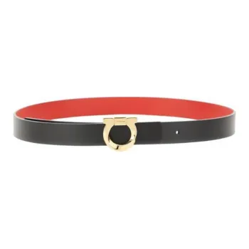 FERRAGAMO Solid Color Design Pin Buckle Belt Women's Black/Orange